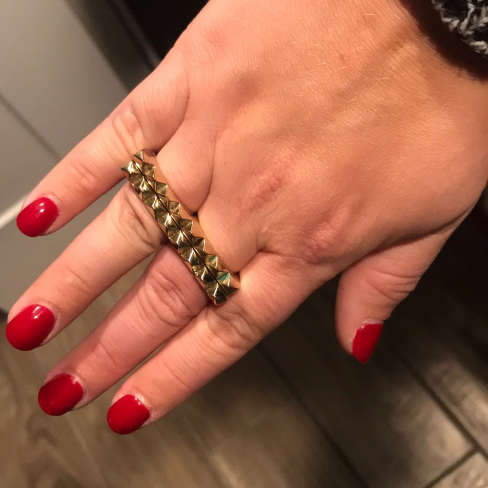 Set of gold double-finger rings